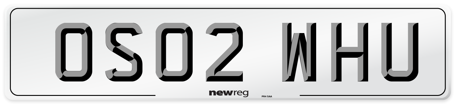 OS02 WHU Number Plate from New Reg